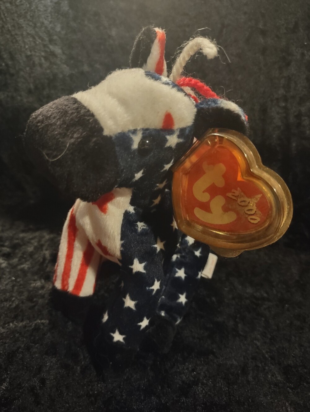 Ty 2000 Lefty The Donkey Patriotic Star-Spangled Plush - Red, White & Blue